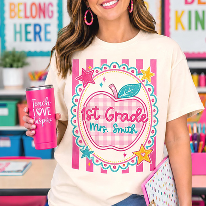 Comfort Colors Preppy Teacher Shirt, Trendy Stripes Back To School Shirt