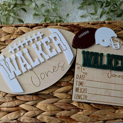Football birth announcement sign newborn name sign baseball