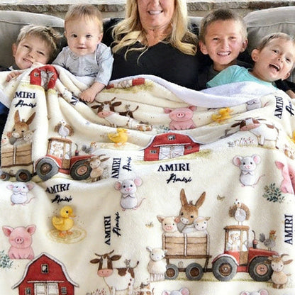 Personalized Farm Animal Baby Name Custom Blanket Gift Idea For Baby