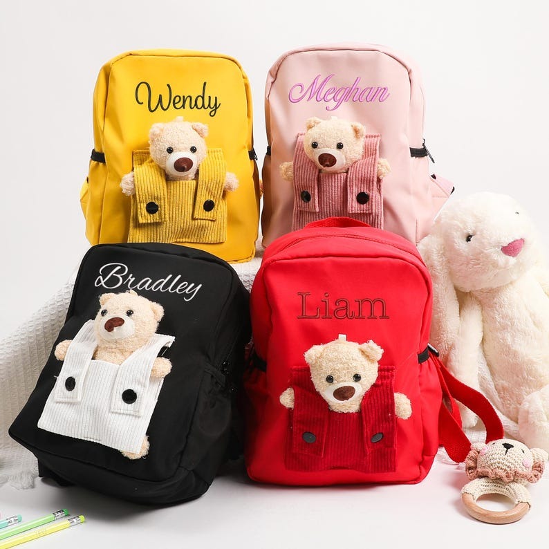 Personalized Name Bag Pack For Kids With Cute Bear  School Bag