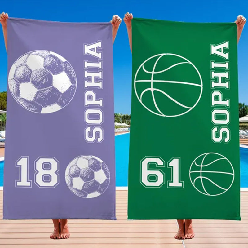 Custom Athletic Beach Towel, Sports Lover Pool Towel