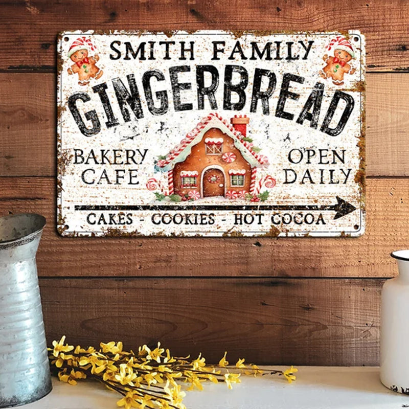 Custom Name Gingerbread Bakery Metal Sign