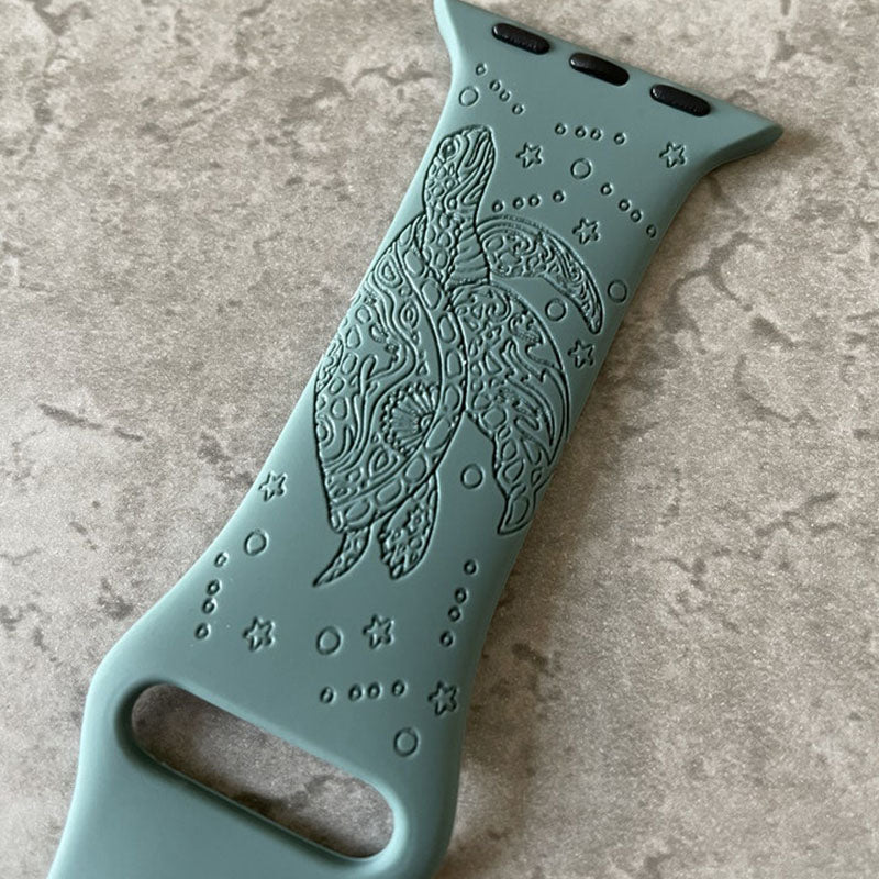 Apple Watch Silicone Sports Band Strap - Custom Engraved Sea Turtle