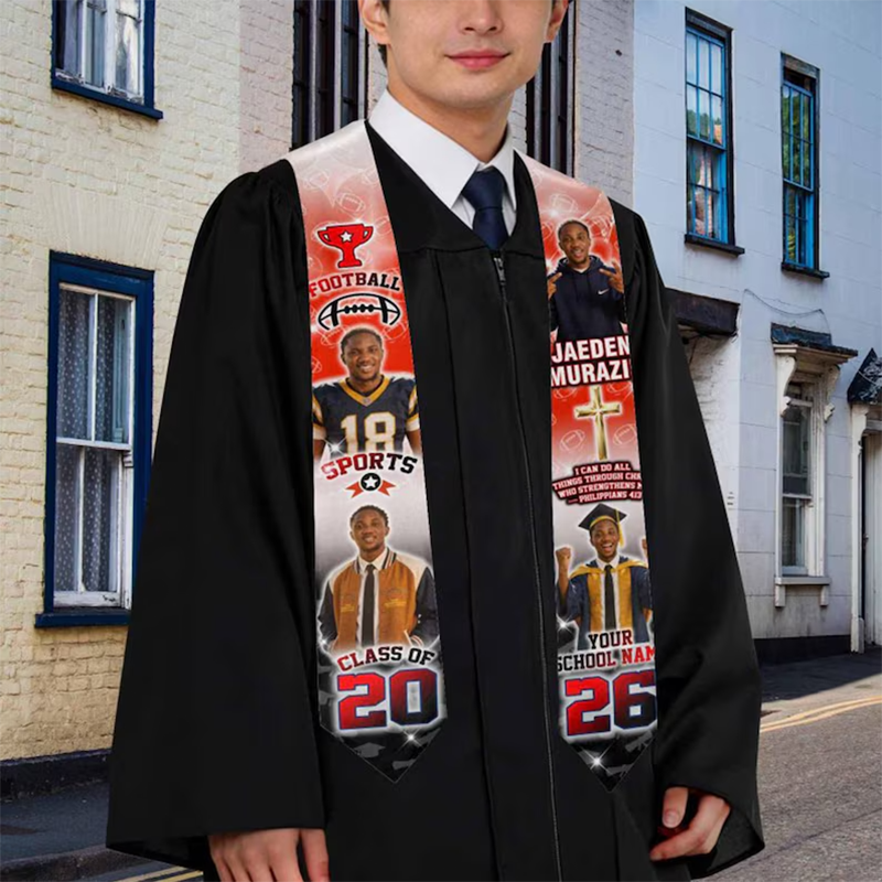 Custom Photo Graduation Stole: Personalized Class of 2026 Sash, Gift for Graduates