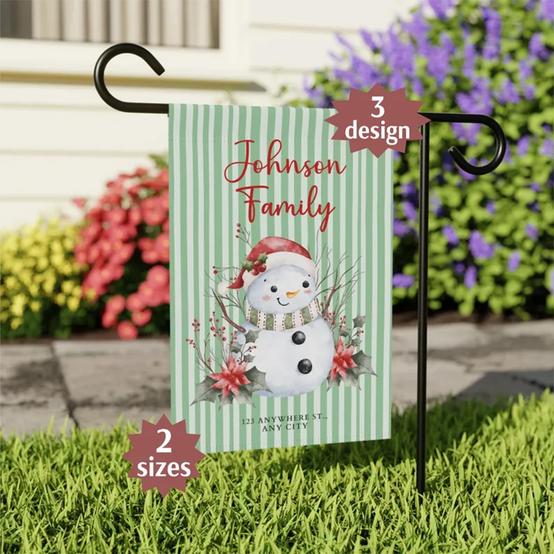 Personalized Christmas Garden Flag Custom Family Name Holiday Decor