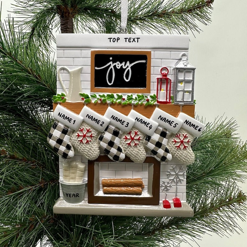 Fireplace Mantel Family Stocking Ornament