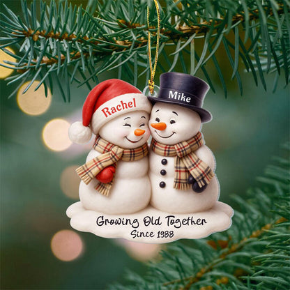 Custom Snowman Couple Ornament, Christmas Gift For Couple