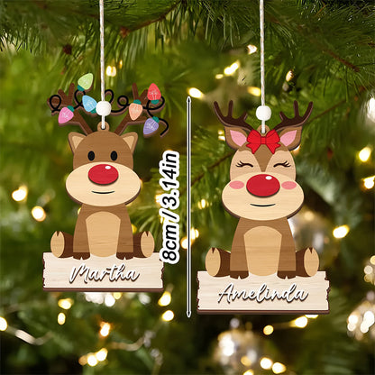 Personalized Christmas Reindeer Pendant - Custom Name/Text
