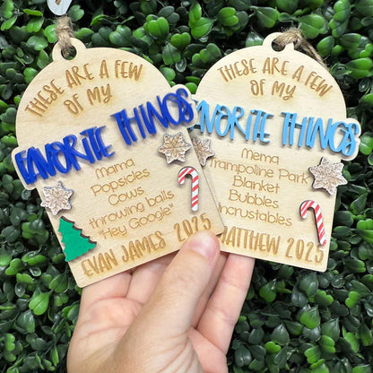 Custom Kid's Christmas Ornament, My Favorite Things