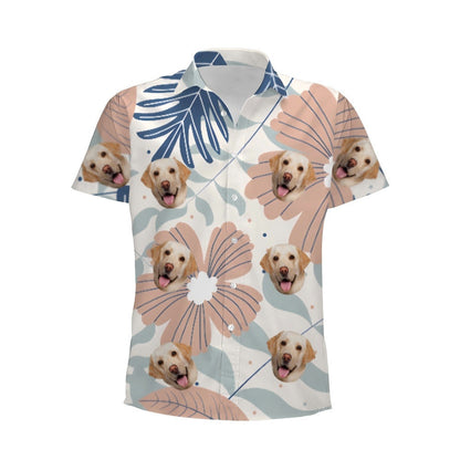 Personalized Photo Hawaiian Shirt Custom Dog Cat Face Holiday Tropical Pattern Shir