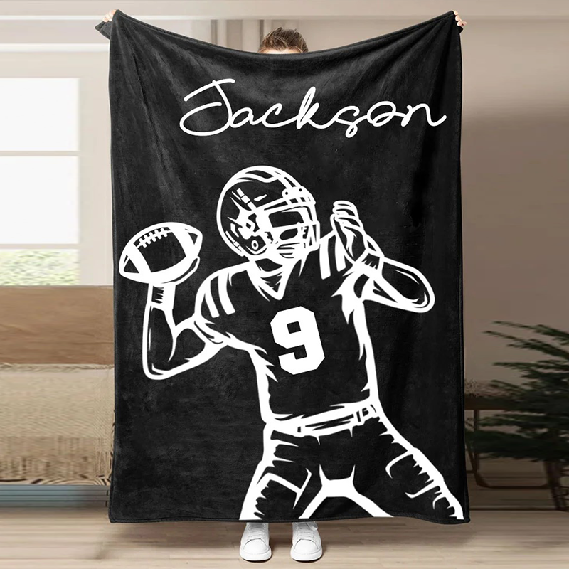 Football Customized Name and Number Blanket