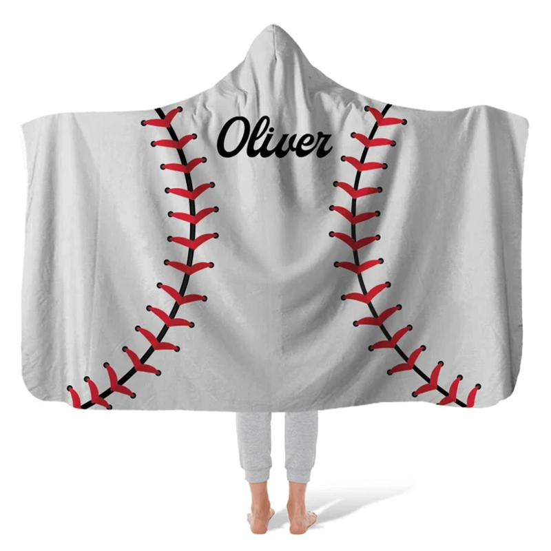 Hooded Fleece Blanket - Softball  Football Basketball Baseball Soccer