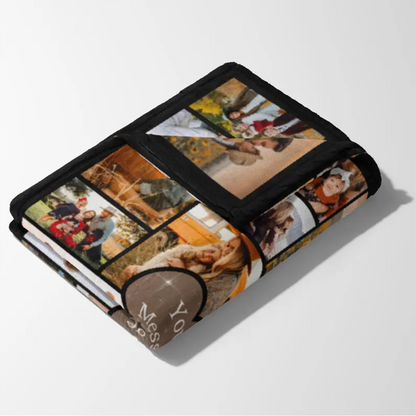 Photo Blanket Collage Picture Blanket With Text, Family Blanket