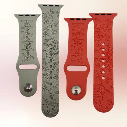 Personalized Mom Watch Band Birth Flower Watch Strap Kid Name