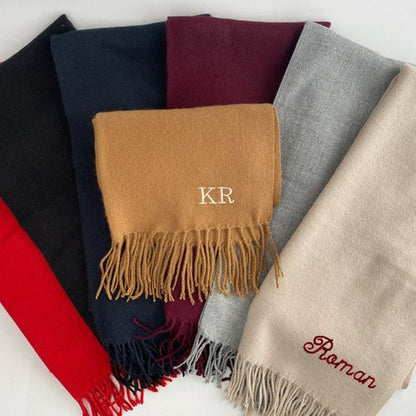 Embroidered Personalised Scarf, Monogrammed Scarf, Winter Scarf