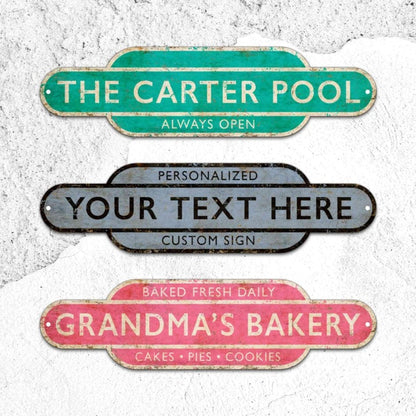 Railway Station Custom Sign, Rusty Personalized Sign