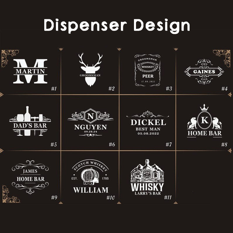 Cheers with Legendary Man - Personalized Golden 3D Badge Personalized Wood Whiskey Dispenser