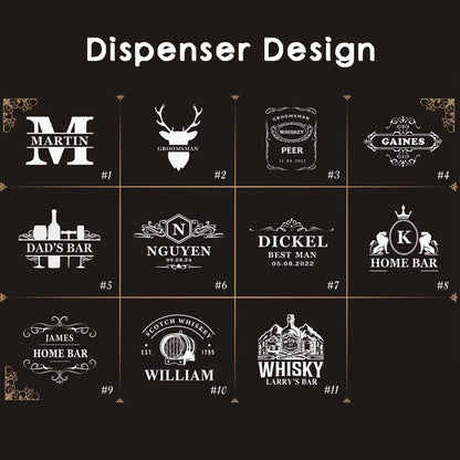 Cheers with Legendary Man - Personalized Golden 3D Badge Personalized Wood Whiskey Dispenser