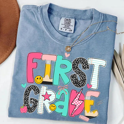 Comfort Colors First Grade Shirt, Custom Teacher Shirt