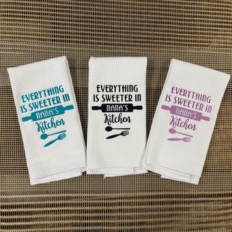 Grandma gift, Mothers day gift, Embroidered towel, kitchen towels