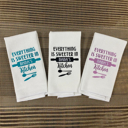 Grandma gift, Mothers day gift, Embroidered towel, kitchen towels