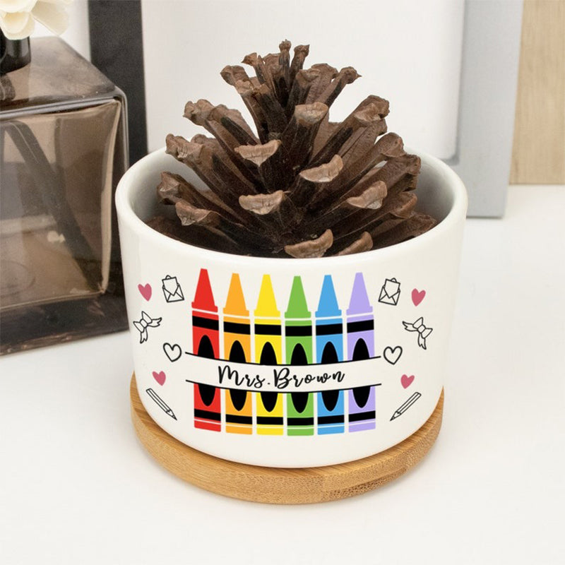 Personalized Teacher Plant Pot Ceramic Mini Planter Flower Pot Back To School