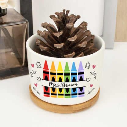 Personalized Teacher Plant Pot Ceramic Mini Planter Flower Pot Back To School