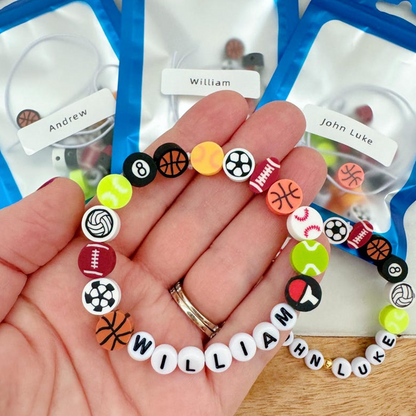 Sports party gifts, custom bracelets