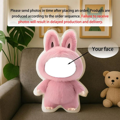 Personalized Face or Pet Labubu style Pillow 3D Custom Photo Plush Pillow