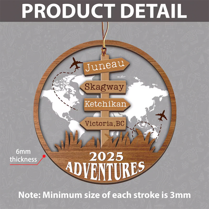 Personalized Travel Adventure Ornament