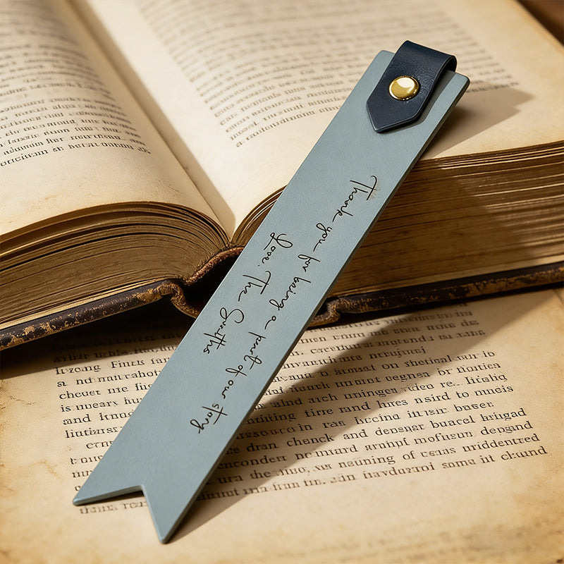 Engraved leather bookmark w/ loop