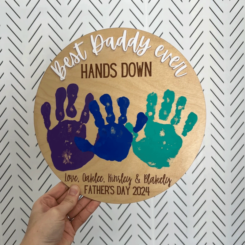 Best Dad Ever Hands Down, Gift for Grandpa, Kids handprint sign