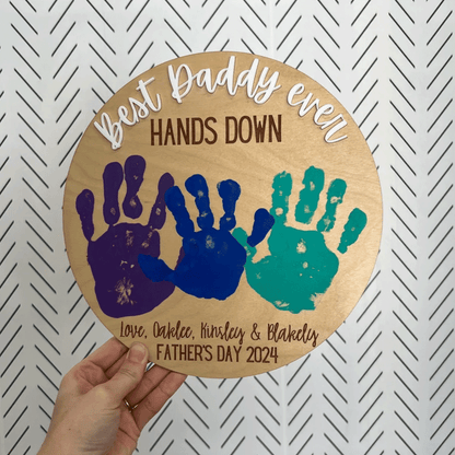 Best Dad Ever Hands Down, Gift for Grandpa, Kids handprint sign