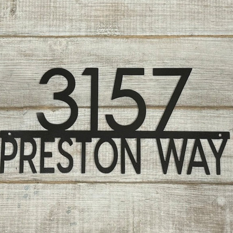 Modern Metal House Numbers With Street Name