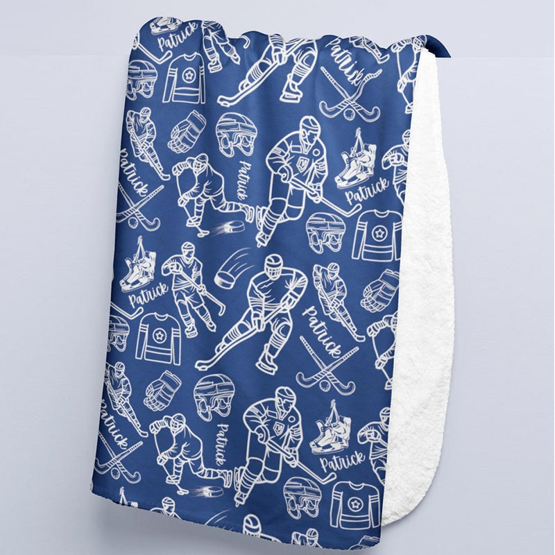 Personalized Hockey Blanket, Custom Hockey Player Throw