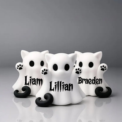 Personalized  Tiny Ghost Cat - Halloween Decoration Desk Figurine, 3D Printed