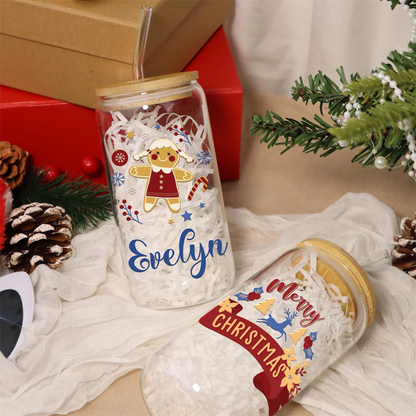 Personalized Christmas Tumblers| Custom Glass Coffee cup