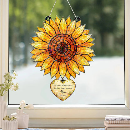 Sunflower Acrylic Suncatcher, Custom Mom Memorial Window Hanging