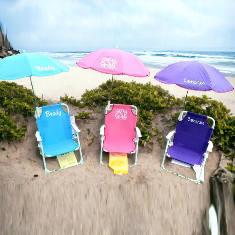 Monogrammed Kid's Beach Chair w/ umbrella