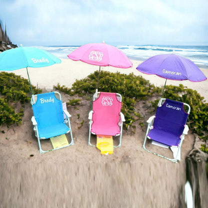 Monogrammed Kid's Beach Chair w/ umbrella