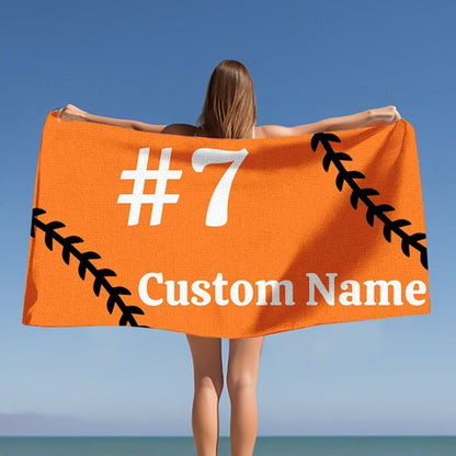 Personalized Beach Towel - Baseball Custom Towel - Custom Baseball