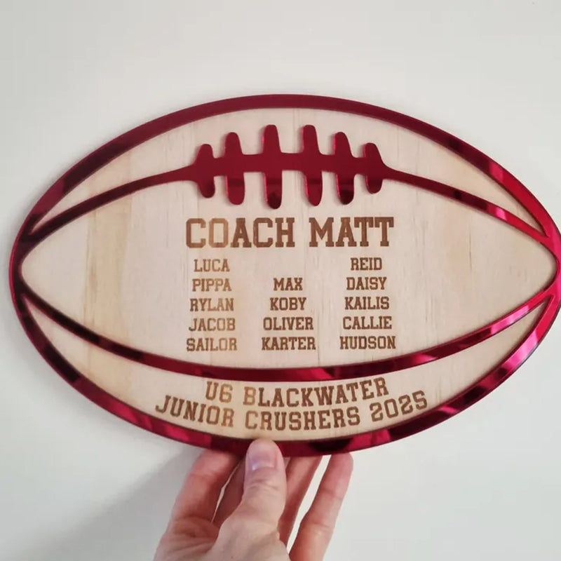 Football Coach Gift, Coach Plaque, Personalised Footy Team Gift