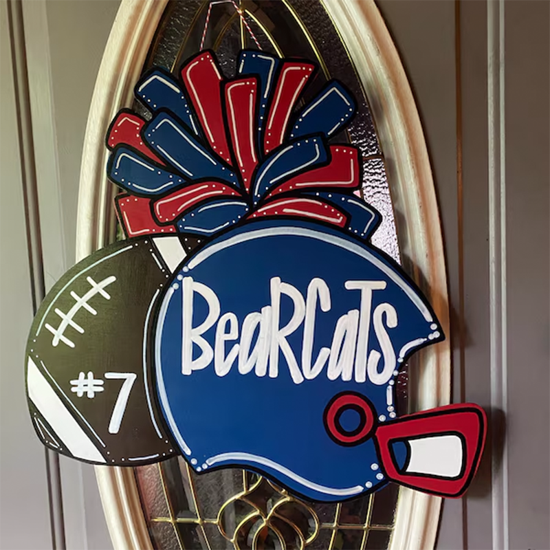 Hand Painted Custom Personalized Football Cheerleader Game Day Door Hanger