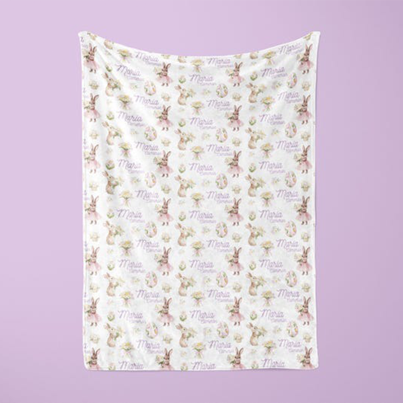 Girl Bunny Blanket, Easter Floral Baby Blanket, Easter Swaddle