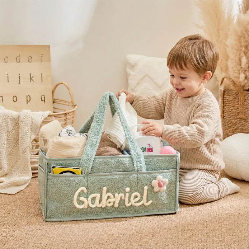 Personalized Knit Diaper Caddy Organizer