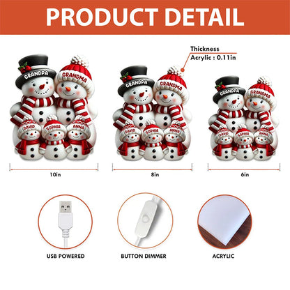 Personalized Snowman Family Christmas Light Box