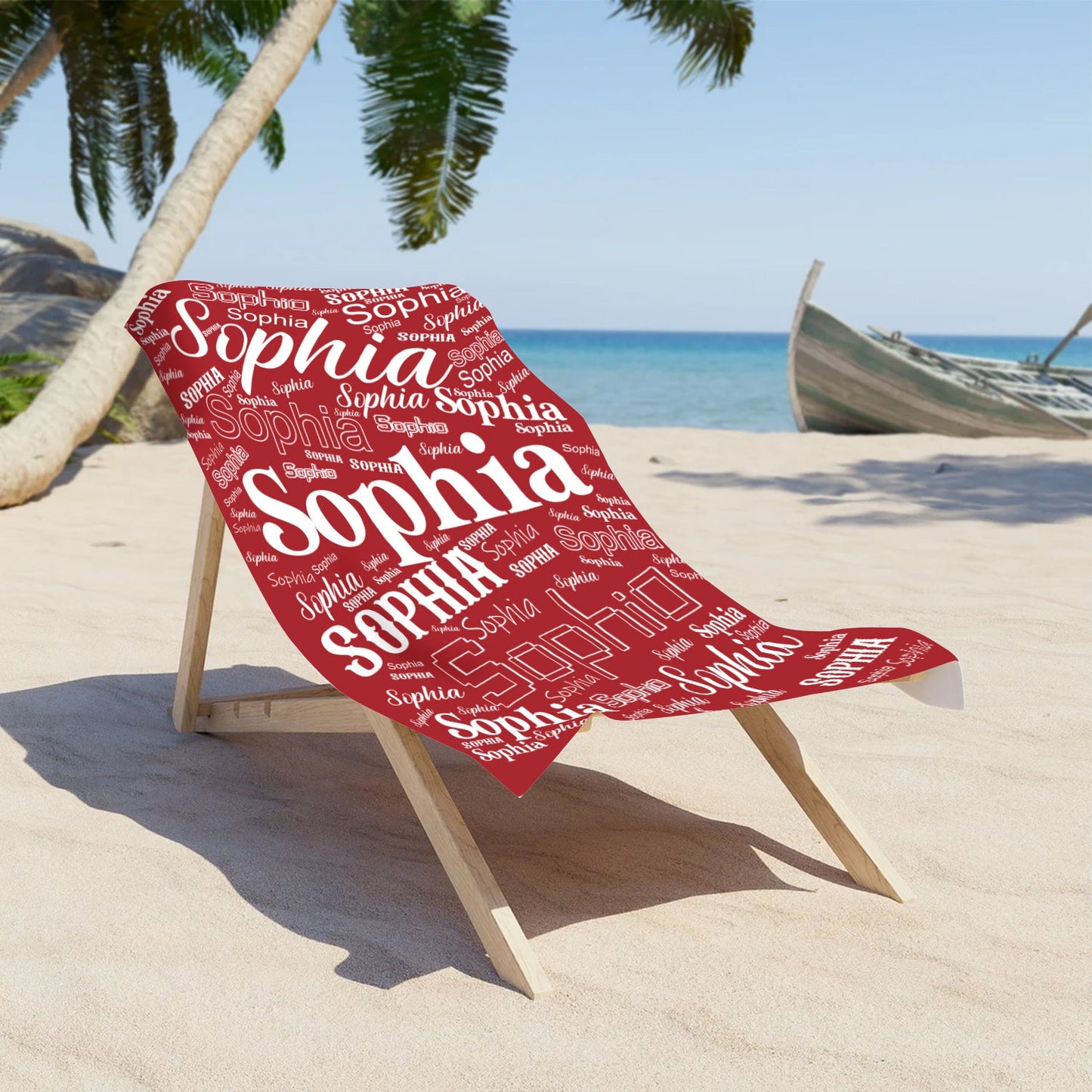 Custom Name Beach Towel, Modern Knit Polyester