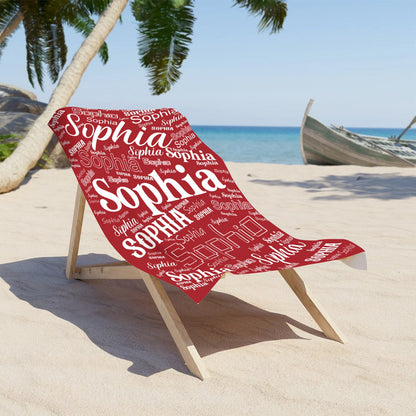 Custom Name Beach Towel, Modern Knit Polyester