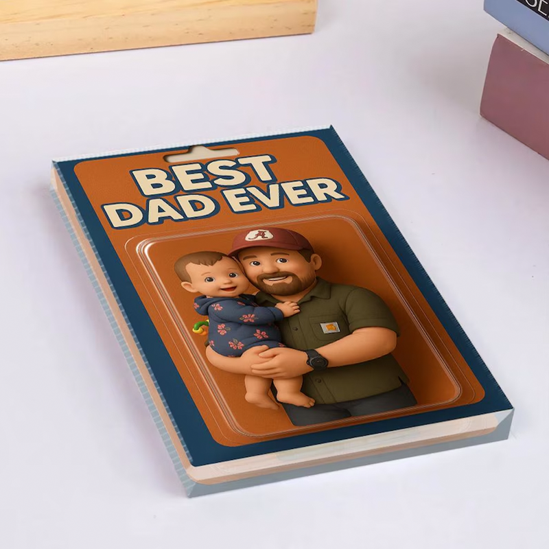 Personalized Father's Day Gift For Dad, Custom Photo Dad And Kids Action Figure Acrylic Block