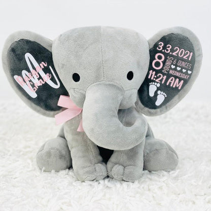 Personalized elephant, stuffed animal gift, baby shower gift, newborn gift